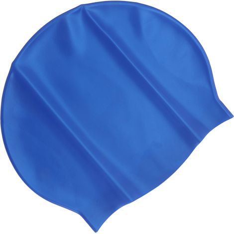 Bonnet de bain en silicone haute élasticité pour adultes, unisexe, grande taille, épais, imperméable, pour cheveux longs, bleu (1/5)