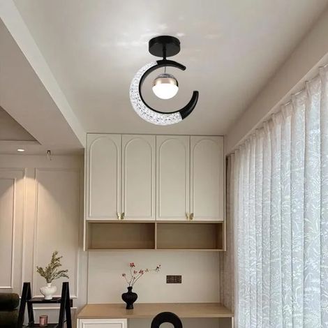 LED Plafonnier Moderne en Lune,16W Lampe de Projection Contemporain Abat-jour en Aluminium Lustre Vintage,Lumière froide (1/5)