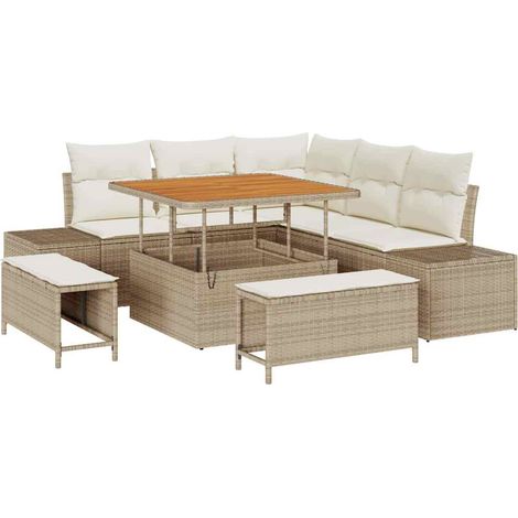 Maison Exclusive - Set Divano da Giardino con cuscino 8 pcs Beige Poly Rattan