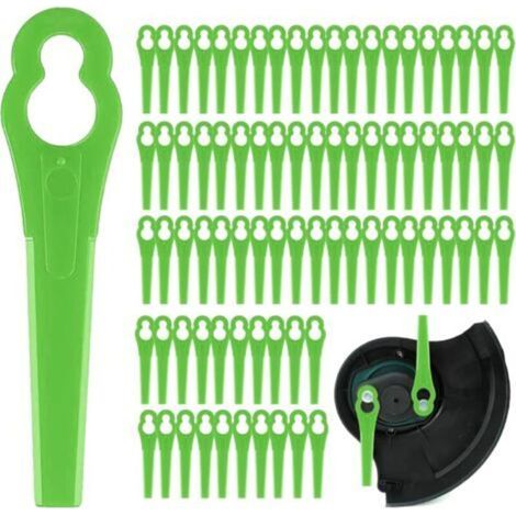 100 Pcs Lames en Plastique de Rechange, Tondeuse à Gazon en Plastique Lames, Lame Coupe Bordure pour Jardin et Pelouse Tondeuse Accessoires (Vert) (1/5)