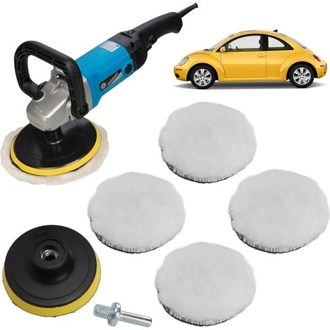 6 pièces Kit de tampons de Polissage en Laine d'imitation 3 Pouces avec Adaptateur de perceuse 5/8 pouces-11 tampons de Polissage pour polisseuse Tampon de Voiture (1/5)