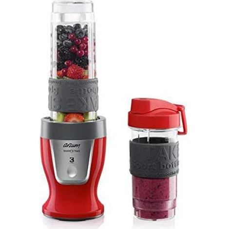 Arzum AR1032 Shake'N Take Personal Blender, BPA-frei, Tropfschutz-Trinkklappe, 570 ml und 400ml Rot