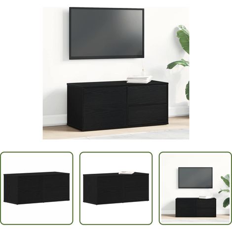 Rangement salon - Meuble TV Chêne noir 80 x 34 x 36 cm Bois d'ingénierie (1/5)