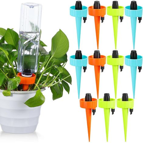 Lot de 12 piquets d'arrosage automatiques goutte à goutte pour jardin avec contrôle de débit lent