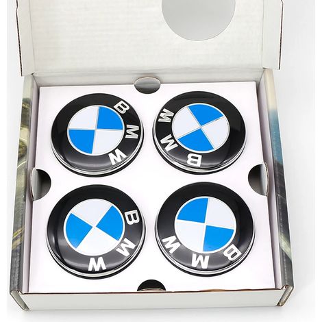 (Bleu et blanc, Chine continentale) - Cache-moyeu magnétique BMW 56/68 mm pour BMW Série 1, 3, 5, 7, X1, X3, X5, M2, M3, M4, M5, M6 (logo pour centre de pneu). (1/5)