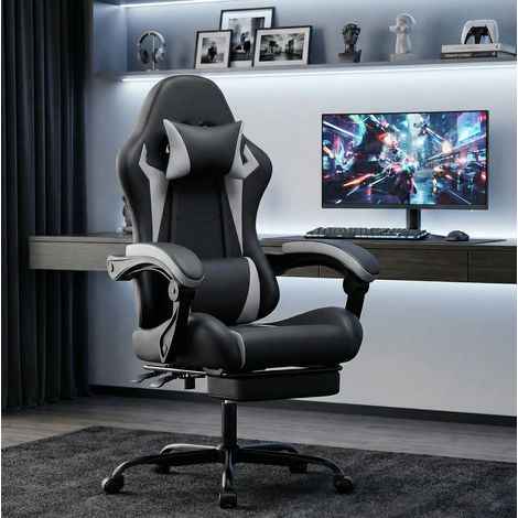 Silla gaming ergonómica reclinable con reposapiés OKMYHOME (1/3)