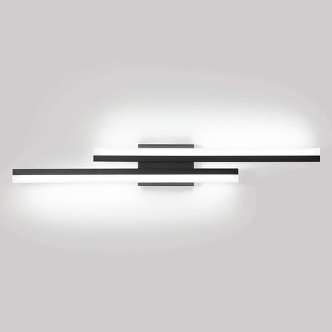 Minimalistische LED-Spiegelkopflampe, Wandleuchte aus gebackenem Aluminium, Schwarz 16 W, 6000 K weißes Licht