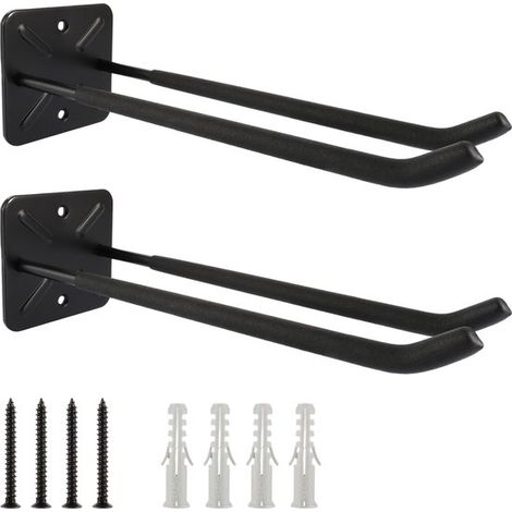 Zwei Schraubhaken mit Schaumstoffpolstern, 31,5 cm, schwarz, Tragfähigkeit 80 kg, robuste Eisenhaken, geeignet für Garagen, Keller, Gartenhäuser, Fahrräder usw.