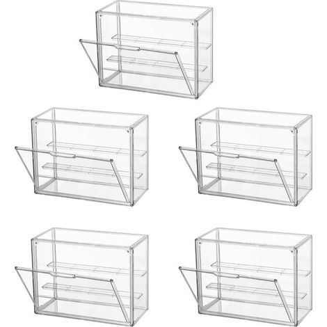 5X Vitrine en Acrylique Transparent, Étagère de Présentation à 3 Niveaux, Vitrine de Protection Empilable avec Porte Magnétique pour Figurines (1/4)
