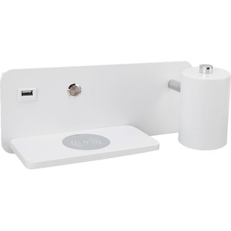 Applique murale LED avec interface USB et chargement sans fil pour salon et chambre, 85-265 V, blanc, droite (1/5)
