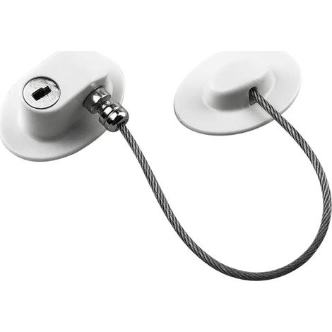 Verrou de réfrigérateur avec clés - Antirouille - Adhésif 3M robuste (Zinc, blanc) (1/5)