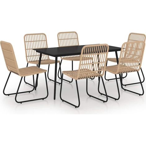 Maison Exclusive - Set da Pranzo da Giardino 7 pz in Polyrattan e Vetro (1/5)