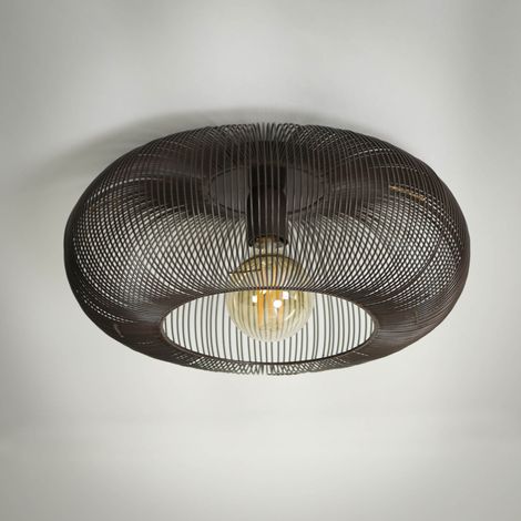 Plafonnier rond 43x20 cm en métal gris et doré