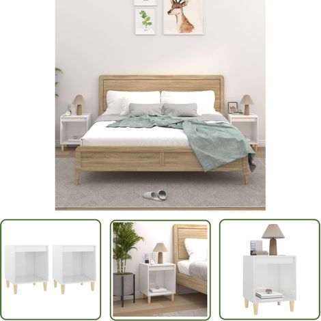 The Living Store Tables de chevet 2 pcs Blanc brillant 40x35x50 cm - Table De Chevet - Meuble De Chambre - Commode - Armoire Latéral - Mobilier Blanc (1/5)