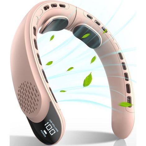 Mini ventilateur de cou USB rechargeable – affichage LED – 3 vitesses – batterie intégrée 3600 mAh – ventilateur personnel portable (1/5)