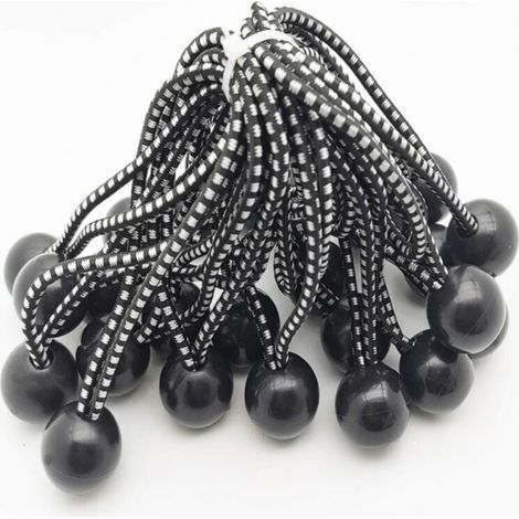 BUNTHAUS 25pcs Tendeur Elastique Caoutchouc Professionnel Avec Boule (Noir 150 Mm) Pour Tentes, Bâches, Affiches. Tendeur Bâche, Sangle Élastique, Support De Bâche, Caoutchouc De Bâche, Tendeur Caoutc