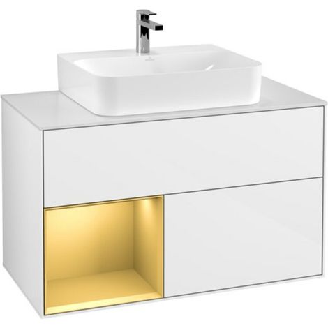 V&B Waschtischunterschrank Finion 100, Pl bla m, Reg li gol m, glo wh. Lac (1/2)