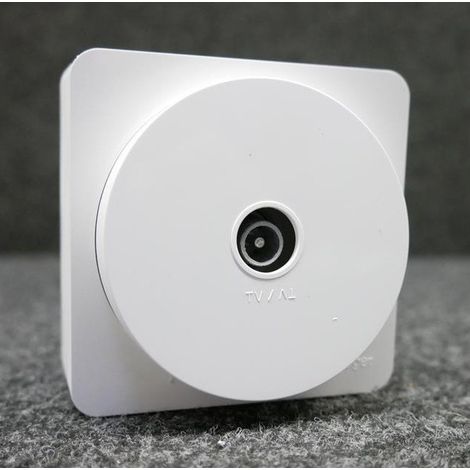 Prise TV simple saillie blanche connectique 9.52mm IEC complète avec cadre bornes vis Ateha HAGER