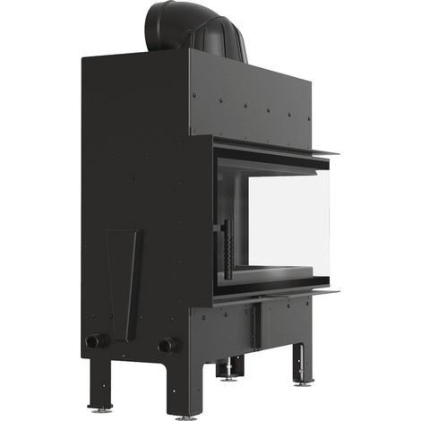 Kamineinsatz aus Stahl KRATKI FLOKI L rechts 12 kW Ø 200 schwarz Verkleidung (1/5)