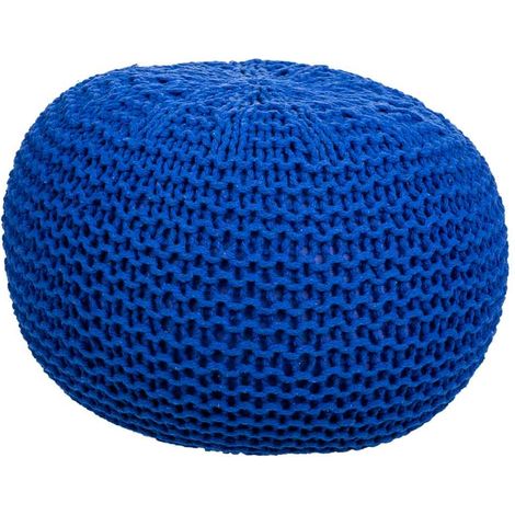 Puff de algodón trenzado azul 38x38x28