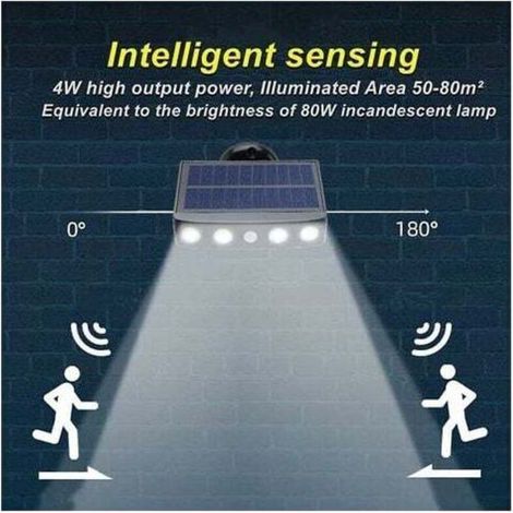Lampe Solaire Exterieur,[2 pièces] Lampe Solaire Exterieur Detecteur de Mouvement,360° Spot Solaire Exterieur [1200mAh] étanche Lanterne Solaire Exterieur Jardin (Noir) [Classe énergé (1/3)