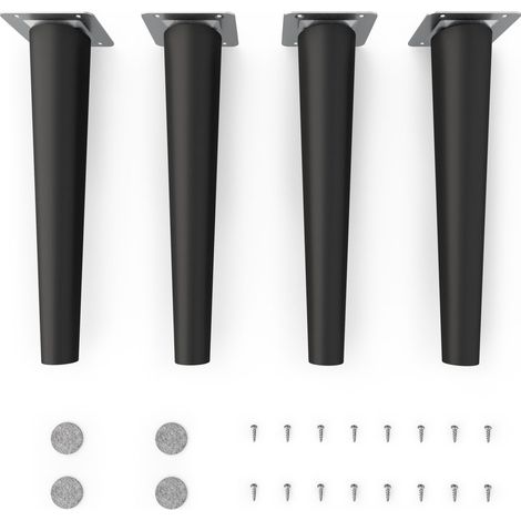 Quattro piedini in acciaio inox, nero opaco - design lineare, 25 cm. (1/5)