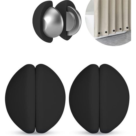 BEBUSINGOTO Aimants pour Rideau de Douche - Poids Anti-Flottement en Silicone, Résistants à la Rouille, Fixation Facile, Empêchent la Doublure de Bouger (Noir - 1 Paires) (1/5)