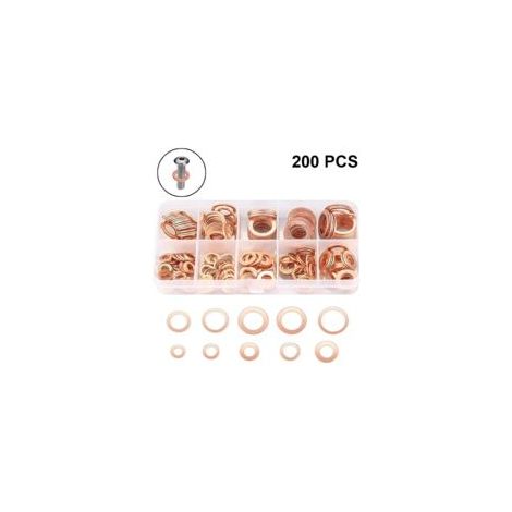 Kupferdichtringe Cuivre Disque plat de Rondelles plates Bague d'étanchéité Gamme Kit avec Box convient pour les Vis de Fixations (1/5)