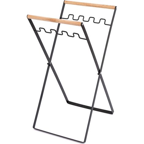 Sac à déchets métallique, support à sacs poubelles portable, porte-sac extérieur pour feuilles, camping, pique-nique, cuisine, noir (1/5)