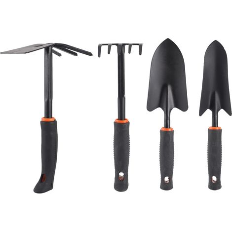 Ensemble de 4 outils de jardin robustes (pelle et râteau), accessoires de plantation de fleurs (1/5)
