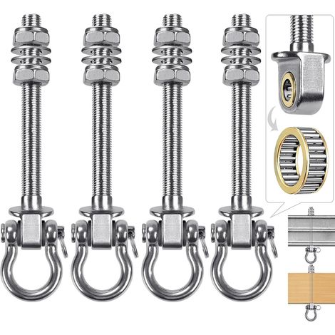 4pcs Mousqueton de Suspension pour Hamac, 17.5cm Kit de Montage Pivotant à 180° Ensemble de Roulements pour Aire de Jeux Intérieure/Extérieure, Chaise de Yoga, Sac de Frappe, 1500lbs (1/5)