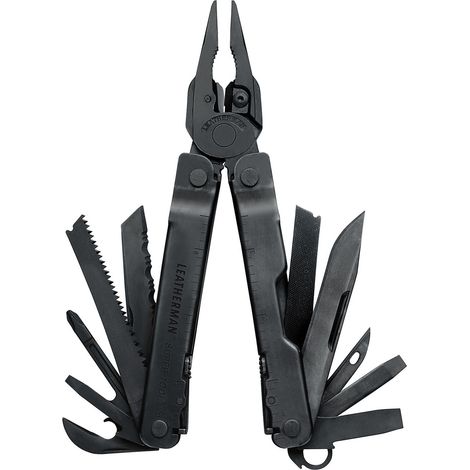 Leatherman Super Tool 300, multiherramienta resistente para construcción y mecánica, 19 funciones, acero inoxidable color negro 420HC, bloqueo total, funda molle negro. (1/5)