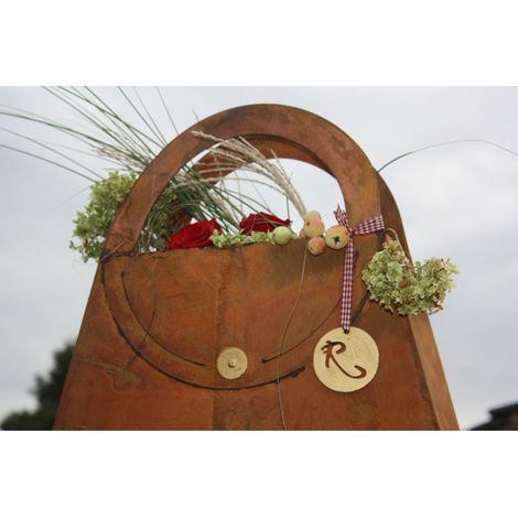Sac Décoratif en Métal Aspect Rouille Jardinière Patine pour Jardin et Maison - Lot de 3 Pièces - PANGIVO