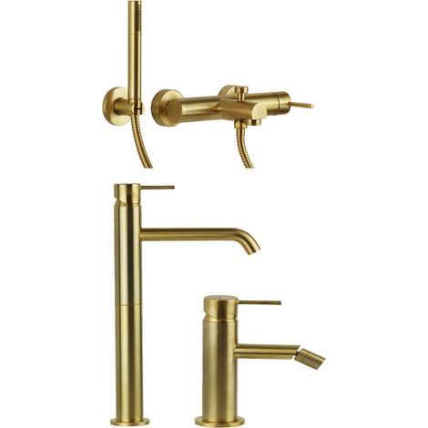 Kit bagno completo in colore oro spazzolato Gattoni KITEASYSG8 (1/4)
