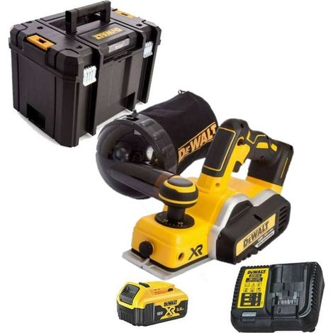 Dewalt – Rabot électrique 18V – DCP580P1QW – Moteur sans balais – Autonomie prolongée – Coffret TSTAK avec 1 batterie 5,0Ah et chargeur
