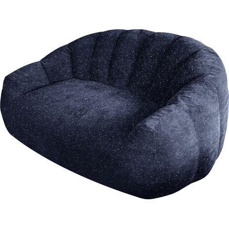 Fauteuil pouf bleu en tissu doux, design patte d’ours ergonomique, assise spacieuse pour salon, chambre ou lounge, sans installation, CHICFURN (1/5)