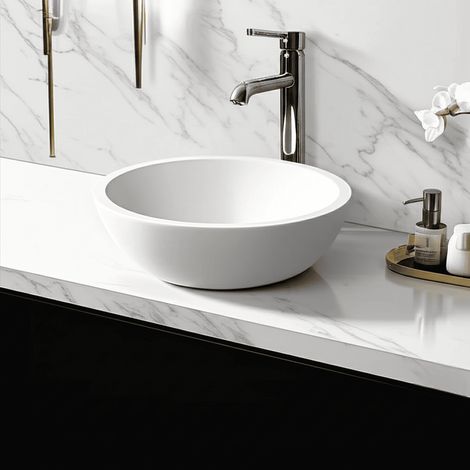 Boléa – 30 cm rundes Aufsatzwaschbecken aus massiver Oberfläche – zeitgenössisches Design für Badezimmer (1/5)