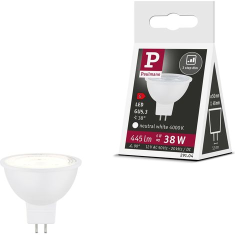 Standard 12V 3-Step-Dim réflecteur LED GU5,3 445lm 6W 4000K gradable Blanc dépoli Ampoule (1/5)