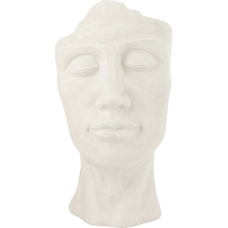 Cachepot visage d'artiste blanc en poterie élégant et décoratif - Blanc argile sculptural (1/5)