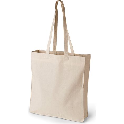 Borsa shopper in cotone ECO 180G con manici lunghi, fondo e lati color ecru (1/3)