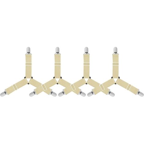 Attaches Réglables Pour Draps Lit 4 Sangles Fixation Matelas Coin Adjustable Kaki (1/4)