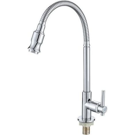 360° swivel single bowl kitchen tap, cold water, tap for outdoor use, water supply hose not included. (1/5)