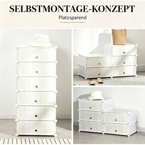 Modulares Schuhregal 49 x 36,5 x 108 cm aus PP und weißem Stahl, platzsparend – MEUBLIV (1/5)