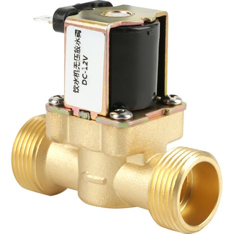 Électrovanne 12V laiton G3/4 normalement fermée 2 voies sans régulation de pression (1/5)