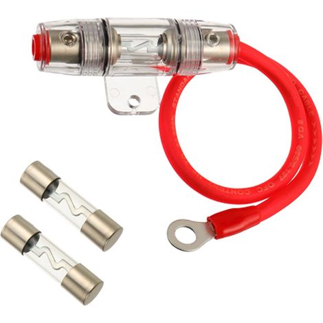 40A AGU Porte-fusible avec Fil d'alimentation 8 Gauge AWG 1ft - Cuivre Exempt d'oxygène à 99,9% (1/5)