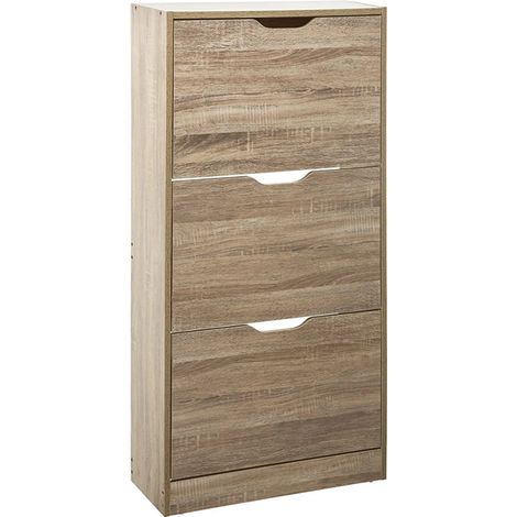 Schuhschrank mit 3 schubladen in eichenholzoptik - 5five