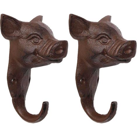 Lot de 2 crochets en fonte Cochon (1/4)