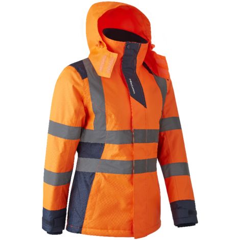 Parka de travail haute visibilité Femme HORA - Orange HV/Marine S (1/4)