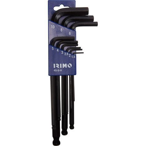 Flacon Jeu De 9 Clés Hexagonales Longues Noires Avec Bille 1.5-10mm 48-9-H Irimo - IRIMO (1/2)