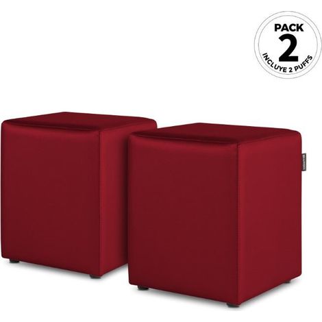 Puff Cubo Polipiel Granate PACK 2 UNIDADES Granate